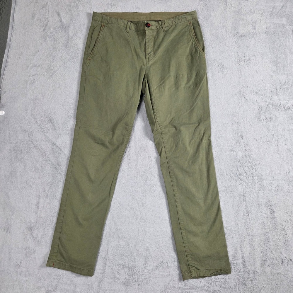 Michael Kors Chinos Mens 34/32 Green Excellent Slim Fit Garment Dye Pants